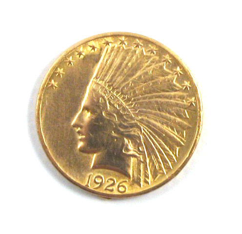 Appraisal: U S TEN DOLLAR GOLD COIN Indian head type -P