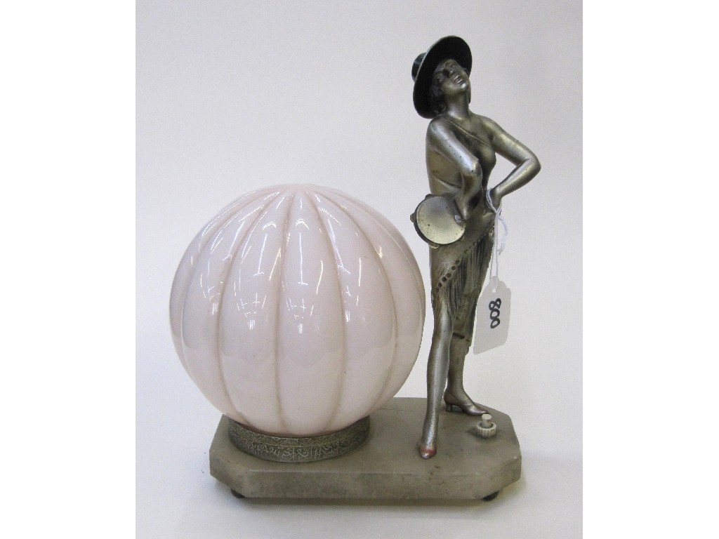 Appraisal: Art Deco table lamp mounted with a figure of a