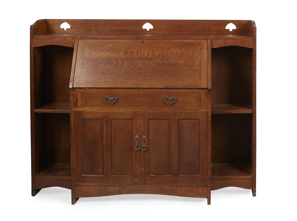 Appraisal: LIBERTY CO LONDON ARTS CRAFTS OAK BUREAU BOOKCASE CIRCA with