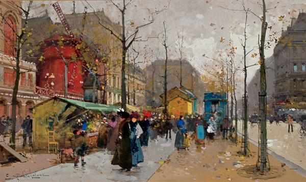 Appraisal: EUGENE GALIEN-LALOUE French - Le Moulin Rouge watercolor and gouache