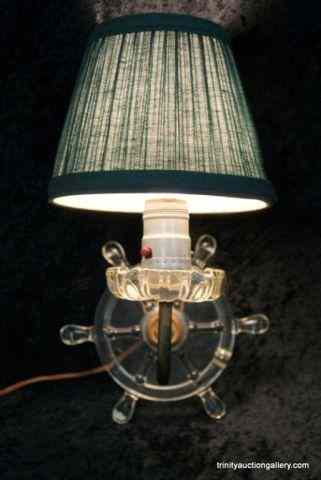 Appraisal: Vintage Glass Ships Wheel Wall Sconce LampThis is for a