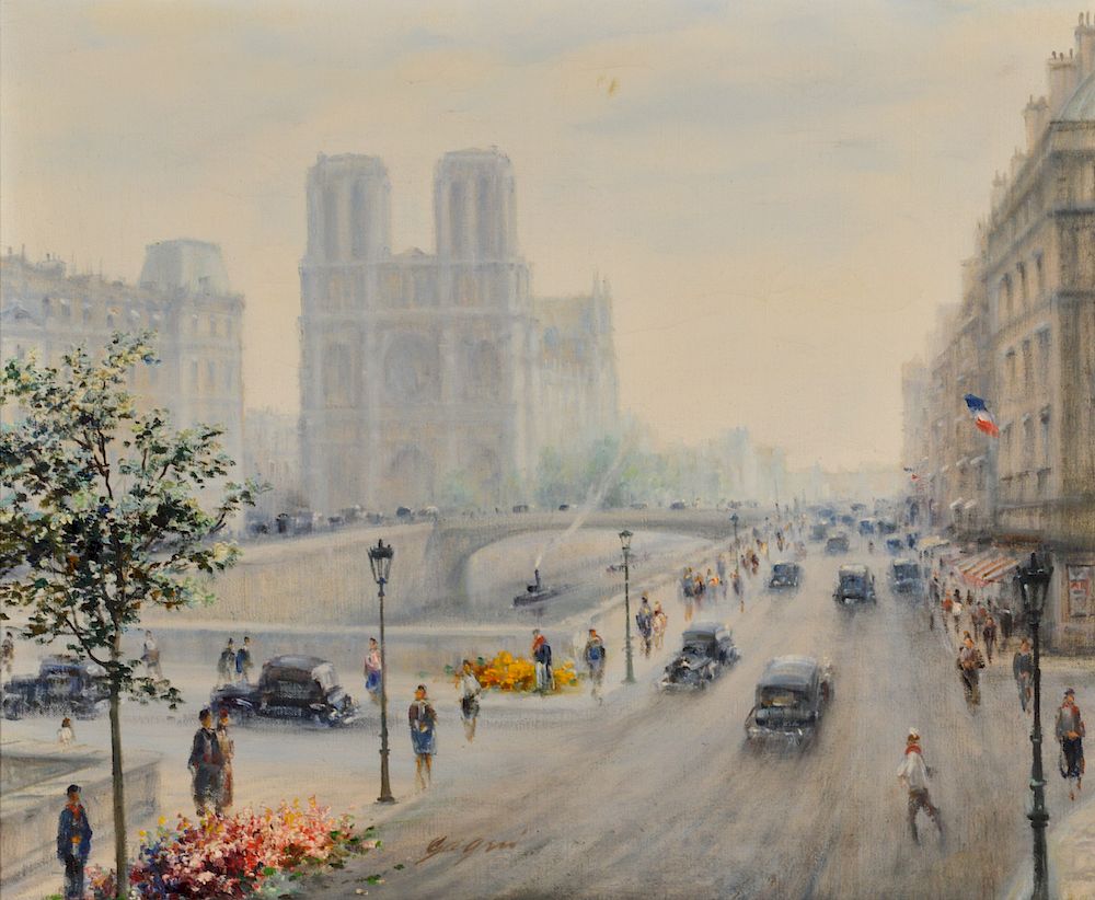 Appraisal: Paul Gagni 'Notre Dame Paris' Oil Painting Paul Gagni French