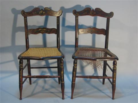 Appraisal: PAIR OF FAUX ROSEWOOD PAINTED SIDECHAIRS