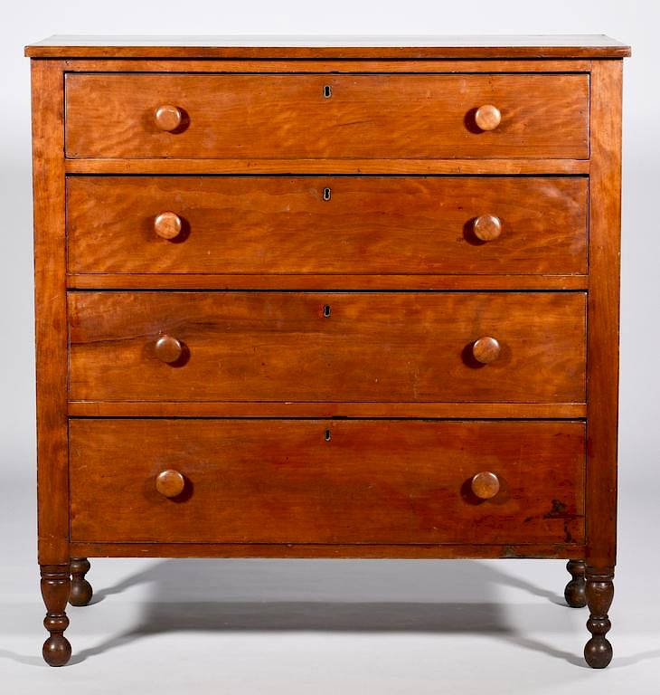 Appraisal: Middle TN Cherry Chest of Drawers Tennessee Sheraton chest of