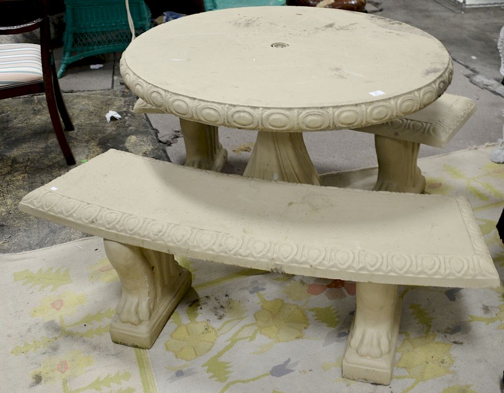 Appraisal: Three piece lot to include a cement round table and