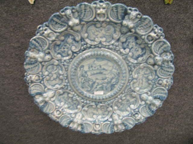 Appraisal: Cantagalli Italian Art Pottery Charger center medallion with family scene