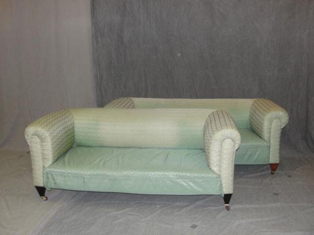 Appraisal: Pair of Upholstered Victorian Sofas From a Pelham estate Dimensions