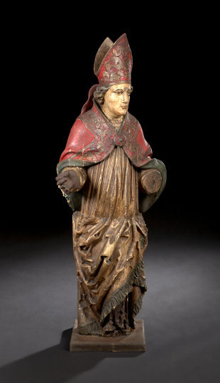 Appraisal: Large Italian Carved Polychromed and Parcel-Gilt Wooden Figure of St