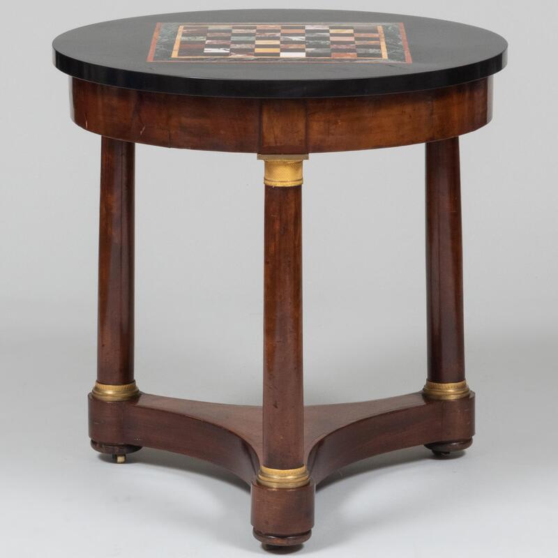 Appraisal: Late Empire Gilt-Metal-Mounted Mahogany Center Table With specimen marble inset