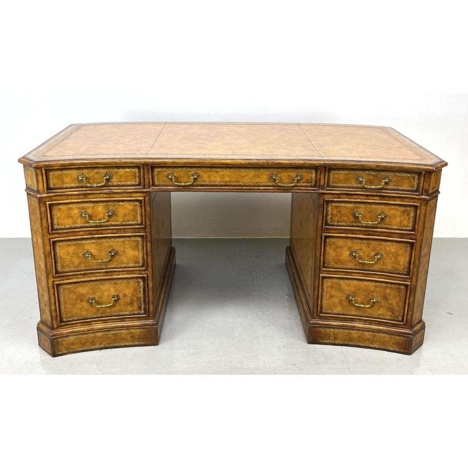 Appraisal: MAITLAND SMITH Decorator Desk Concave front Wood Cabinet with Embossed