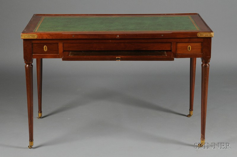 Appraisal: Louis XVI Mahogany Part-ebonized and Ivory-inlaid Tric-trac Table c rectangular