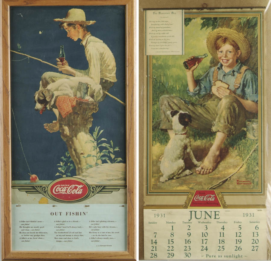 Appraisal: LOT OF COCA-COLA CALENDARS Quintessential American illustrations by Norman Rockwell