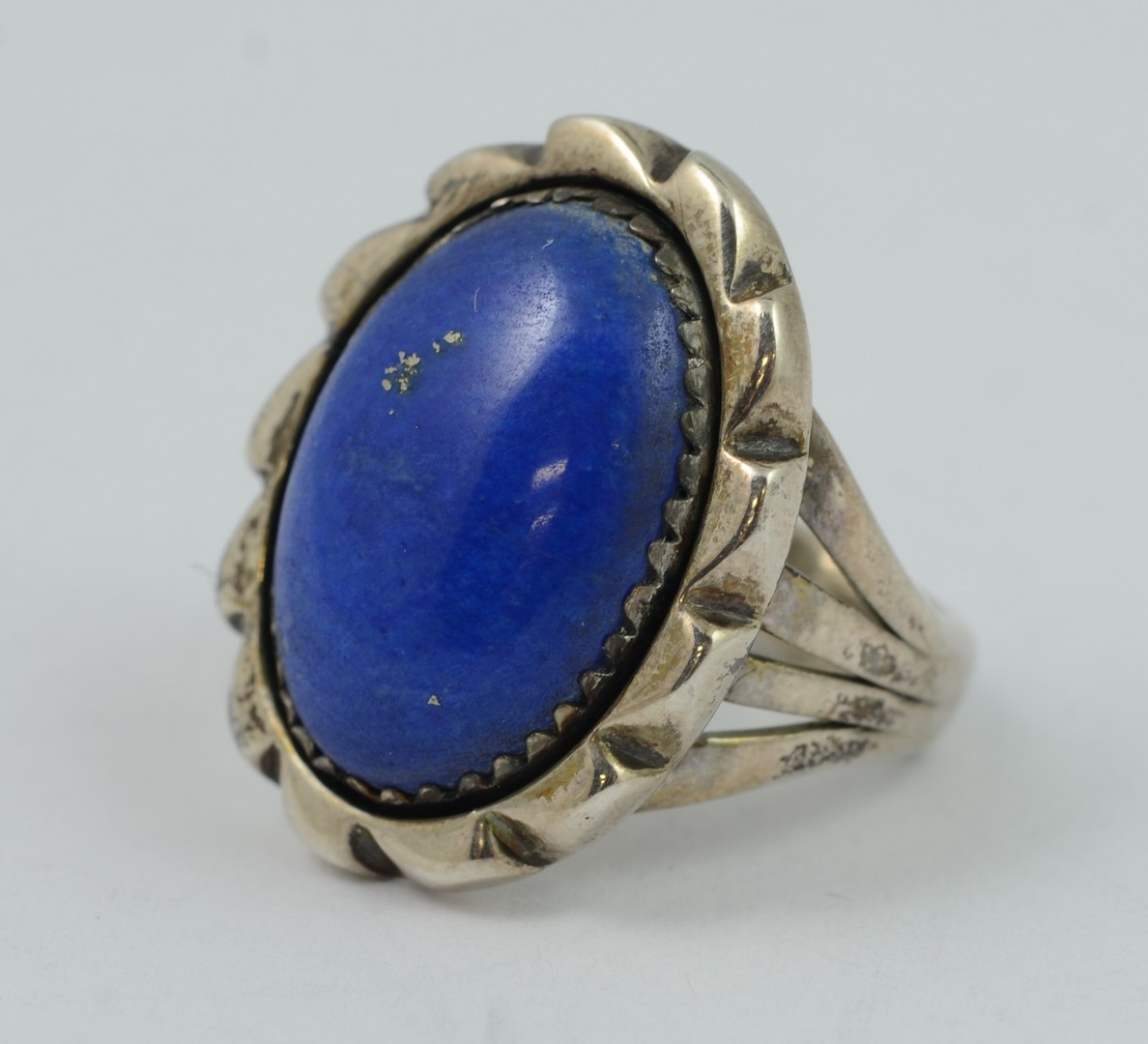 Appraisal: Richard Kee Navajo sterling lapis cabochon ring original Indian Post