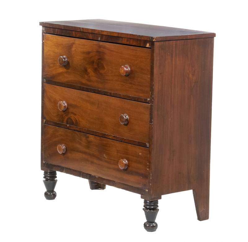 Appraisal: THREE DRAWER ENGLISH CHEST Mahogany Gent's Chest with three deep