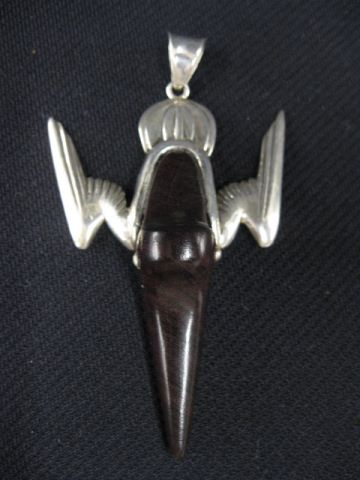 Appraisal: Mexico Sterling Rosewood Pendant bird decor long