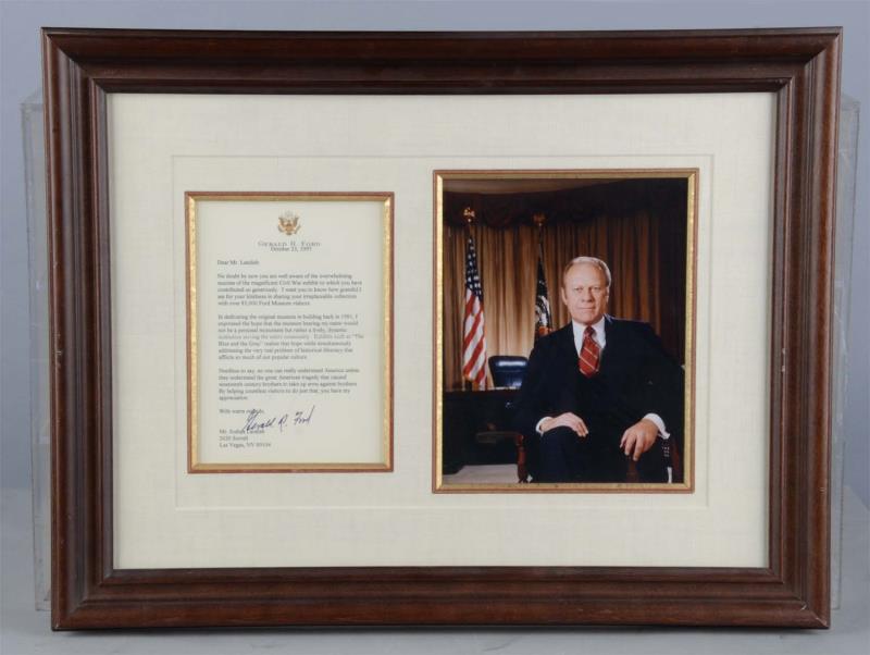 Appraisal: Lot Of Signed Presidential Photos Letters Both are in custom