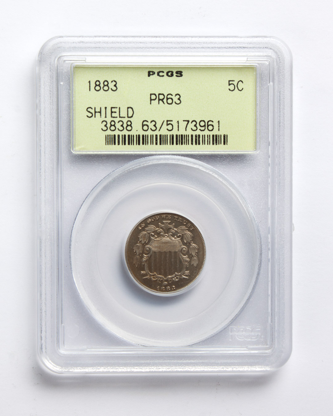 Appraisal: U S Shield type nickel -cent piece PR- in PCGS