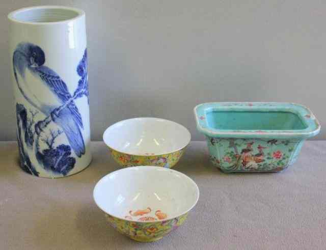 Appraisal: Assorted Asian Lot Includes yellow ground bowls - probably th