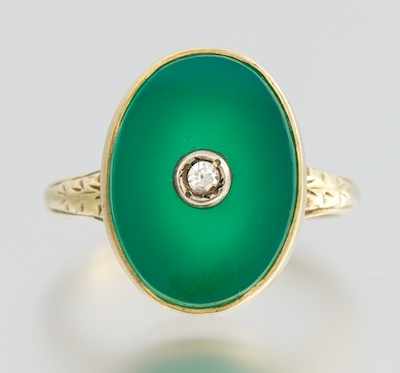 Appraisal: A Vintage Chrysoprase and Diamond Ring k yellow gold ring