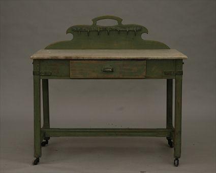 Appraisal: Green-Painted Marble-Top Washstand