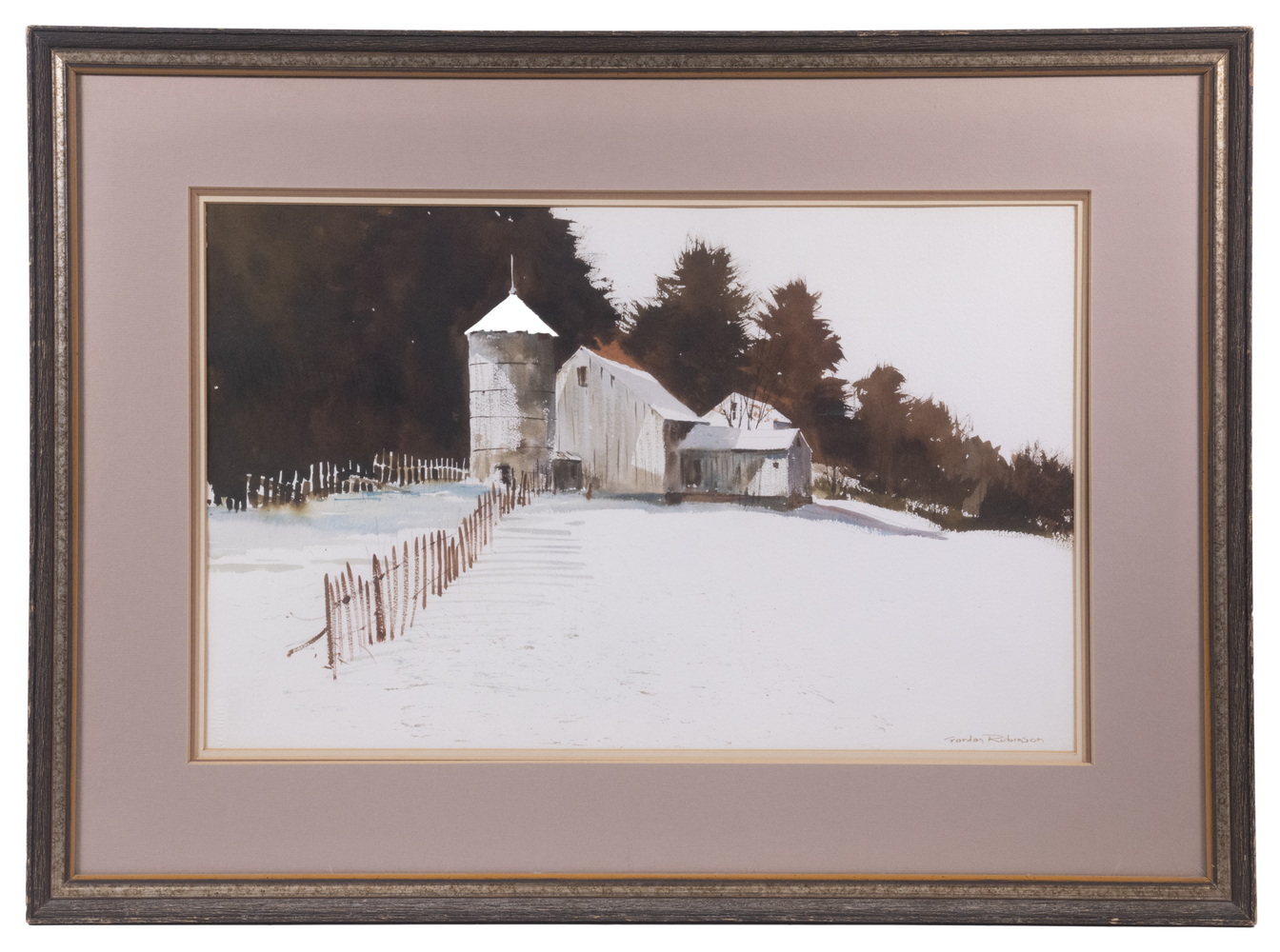 Appraisal: GORDON ROBINSON ME - Winter Farm watercolor on paper signed