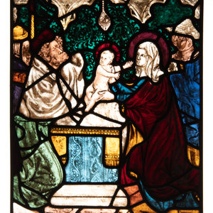 Appraisal: A Continental Leaded Glass Window Depicting the Holy Family th