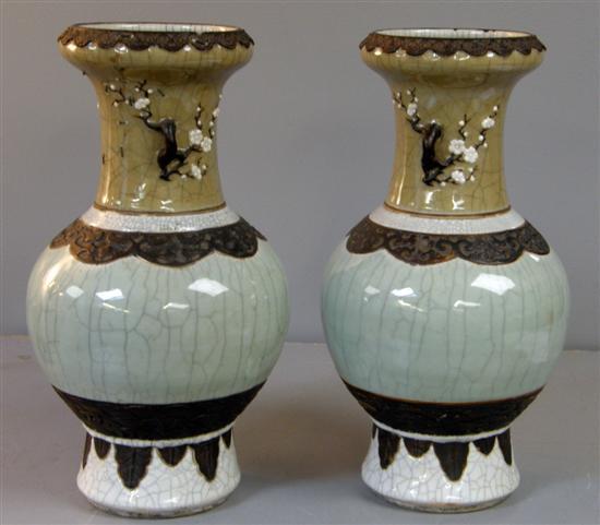 Appraisal: Pair of th century Chinese celadon crackled glaze vases the