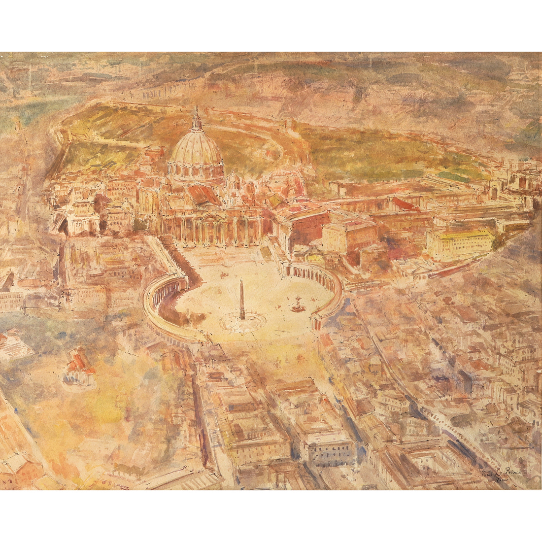 Appraisal: WATERCOLOR ITALIAN SCHOOL Italian School th century Bird's Eye View