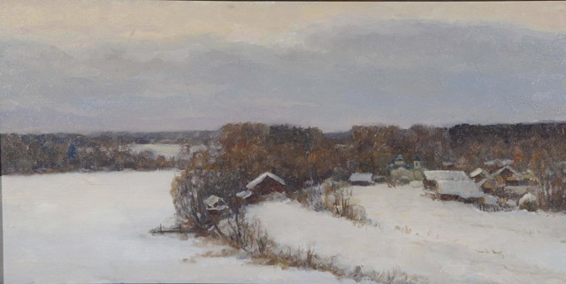 Appraisal: TH CENTURY RUSSIAN SCHOOLA village in a snow covered landscape