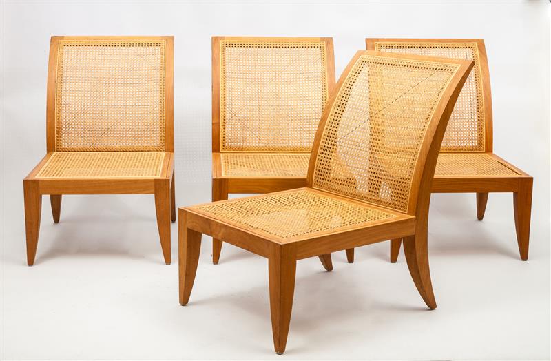 Appraisal: Four Side Chairs Donghia Teak signed 'Donghia' on chair rail