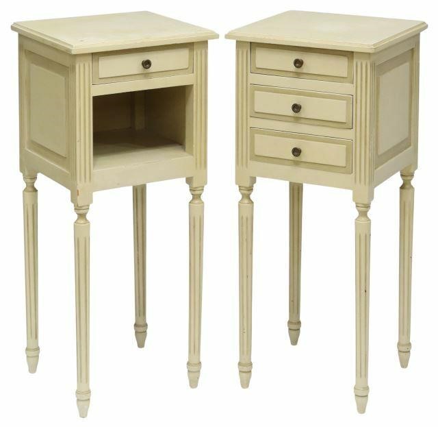 Appraisal: pair French Louis XVI style painted nightstands th c rectangular