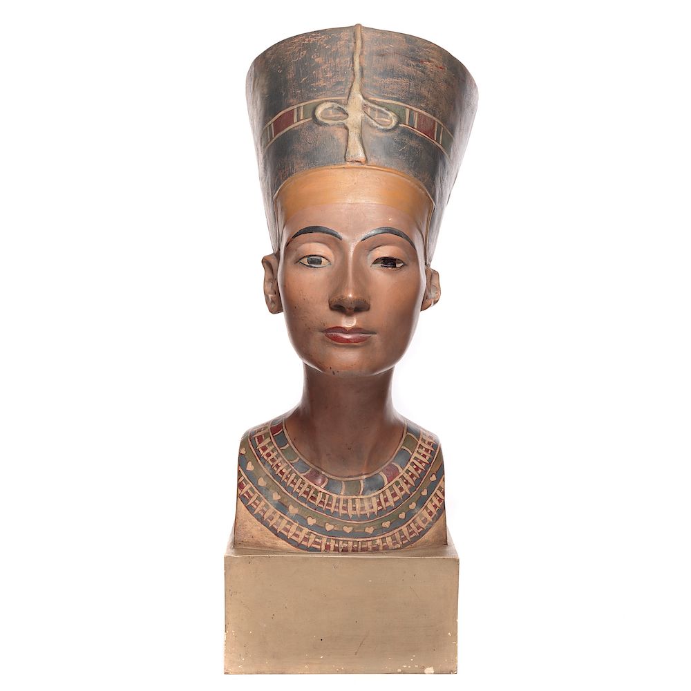 Appraisal: Painted Plaster Bust Of Nefertiti high quality bust of legendary