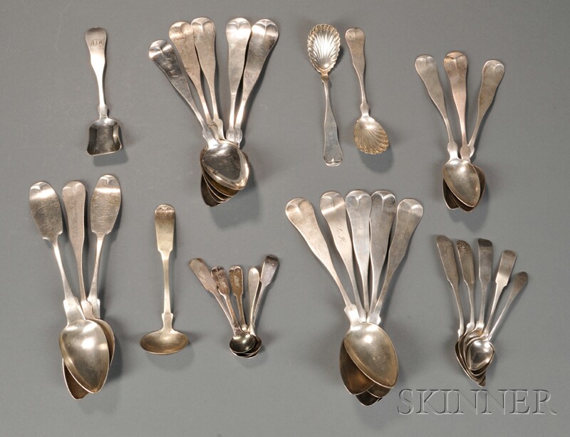 Appraisal: Thirty Assorted Coin Silver Spoons mostly New Hampshire makers early