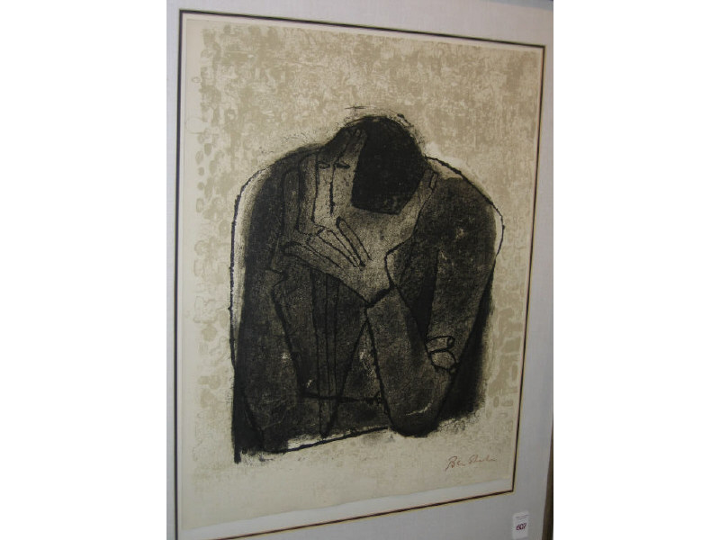 Appraisal: BEN SHAHN AMERICAN - Man with head in hand lithograph