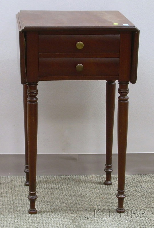 Appraisal: Federal-style Mahogany Drop-leaf Two-Drawer Work Table