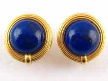 Appraisal: A pair of yellow metal tests carat gold lapis lazuli