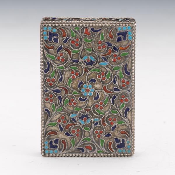 Appraisal: EUROPEAN STERLING SILVER AND ENAMELED FILIGREE VANITY BOX x x