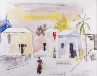 Appraisal: Alfred Birdsey Bermuda Street Scene Watercolor Alfred Birdsey Bermudian -