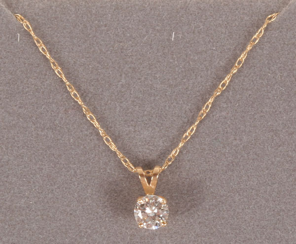 Appraisal: Diamond solitaire pendant in prong K gold mount Approx mm