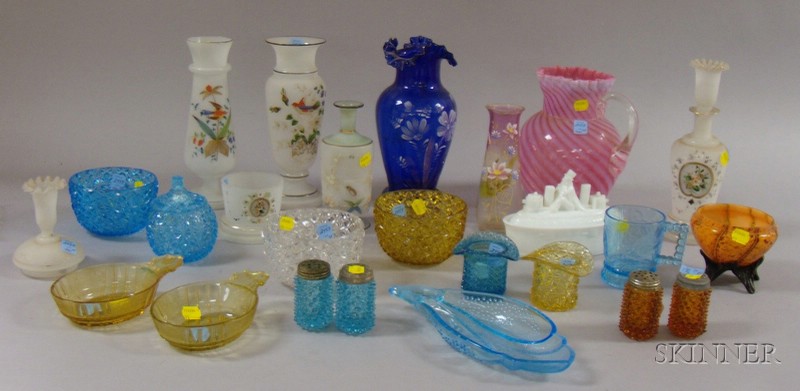 Appraisal: Twenty-five Pieces of Assorted Victorian Colored Art Glass including shakers