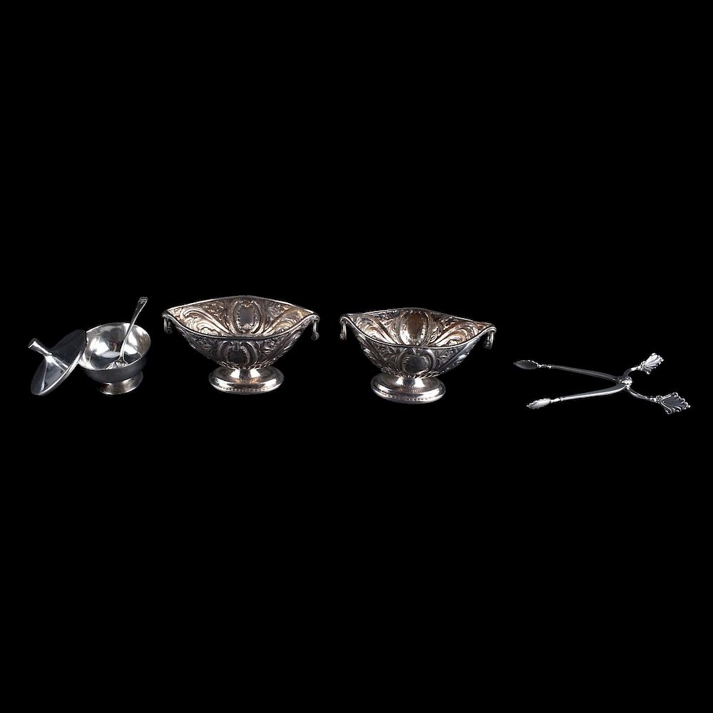 Appraisal: Georg Jensen Acanthus Sugar Nips And Other Items Five Piece