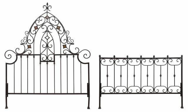 Appraisal: Wrought iron bed headboard and footboard only late th c