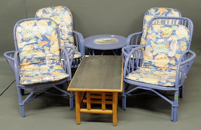 Appraisal: Four bentwood patio chairs and two tables