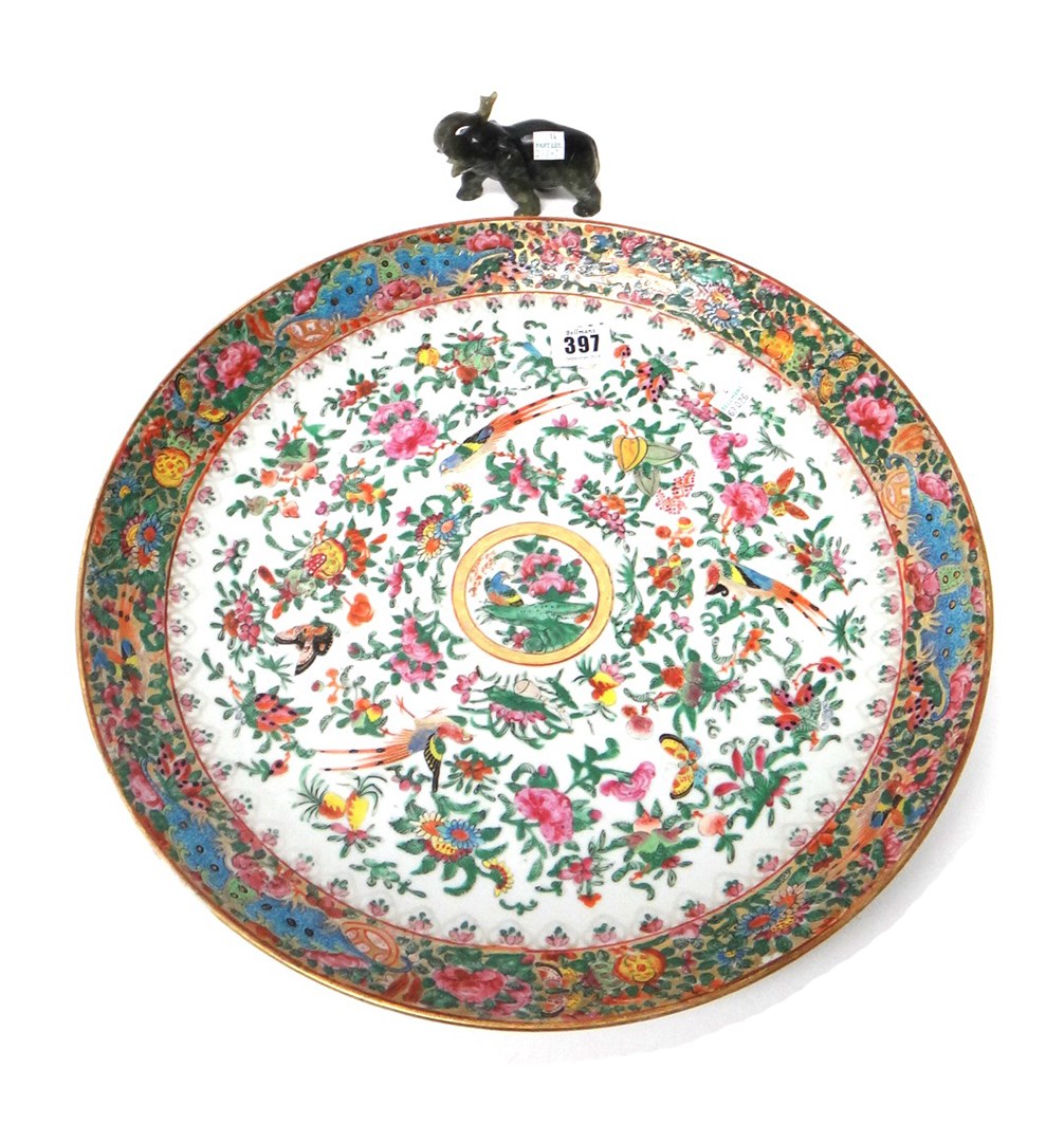 Appraisal: A Canton famille-rose charger late th century painted with birds