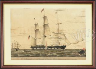 Appraisal: OUTSTANDING DOUBLE SIDED WATERCOLOR THE SHIP FACTOR AND THE BARK