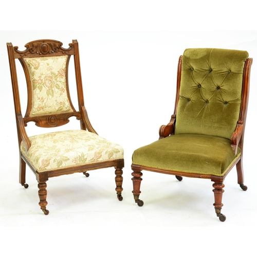 Appraisal: A Victorian mahogany armchair and an Edwardian walnut armchair on