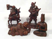 Appraisal: Three Oriental and one Indian wood carvings tallest cm high