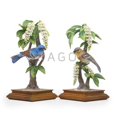 Appraisal: DOROTHY DOUGHTY ROYAL WORCESTER Two bird figurines th c Lazuli