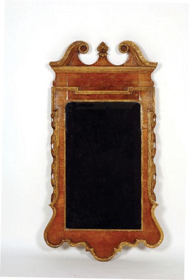 Appraisal: A GEORGE I WALNUT AND GILTWOOD WALL MIRROR in the