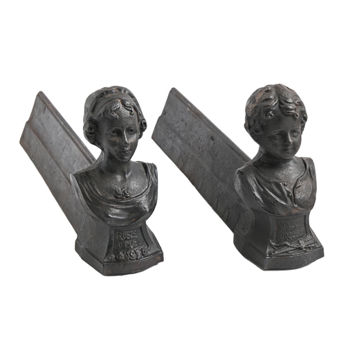 Appraisal: A pair of French cast iron chenets c inscribed Roses